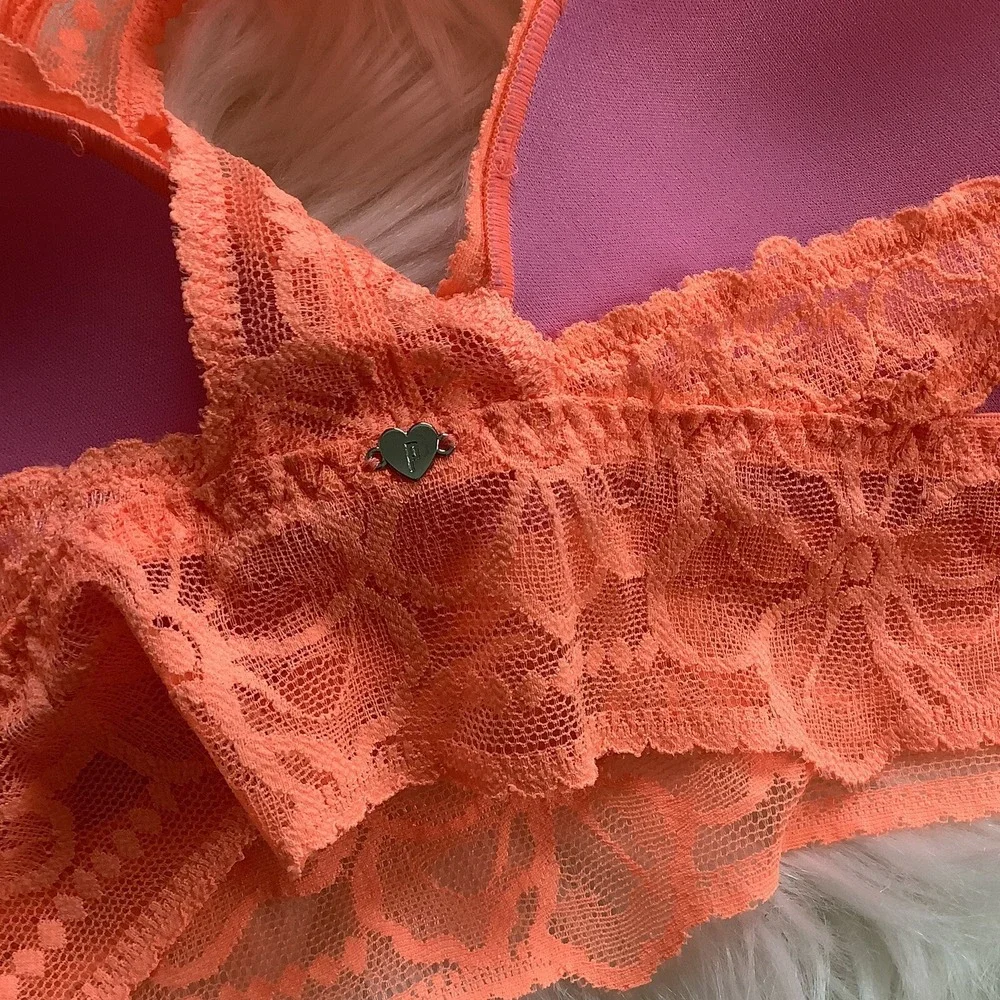 PINK by Victoria Secret Small Orange Push Up Lace Pigeonnant Bra 346678-4br - Picture 3 of 9